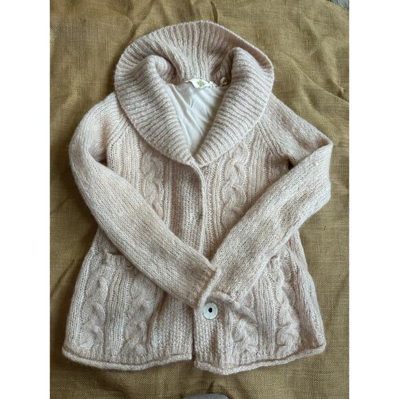 Anthropologie HWR mohair wool cardigan shawl blush lined fuzzy sz s - Picture 3 of 16